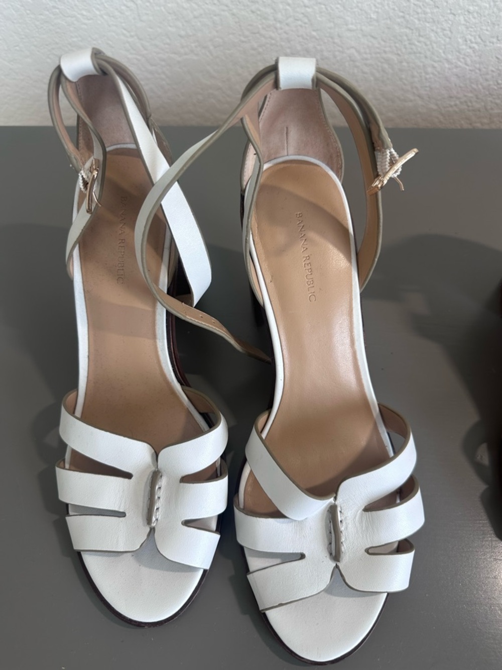 Banana Republic White Strappy Leather Heels